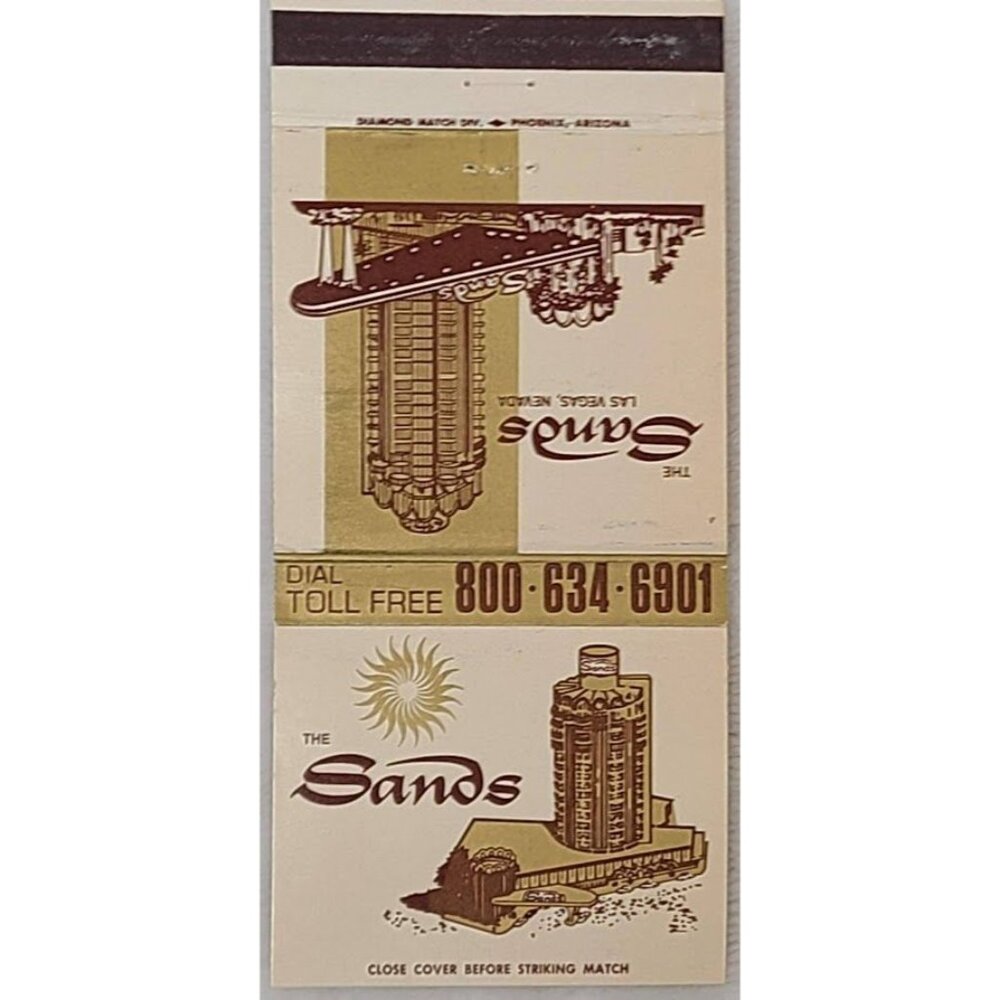 Vintage Front Strike Matchbook Cover The Sands Hotel Casino Las Vegas Nevada NV
